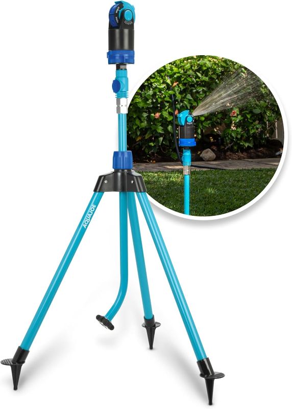 Photo 1 of Aqua Joe AJ-6PSTB-MAX HD Sprinkler & Mister W/Metal Tripod Base, 6 Patterns, 4100 Sq. Ft. Coverage, Blue