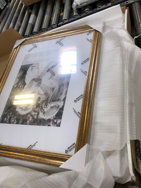 Photo 1 of 16x20 Gold Picture Frame Matted to 11x14 Set of 4, 1.4" Wide Molding & Rustic Golden Frames 16 x 20 inches, Wall Gallery Frame Set for Wall Mounting (4 pack, Gold) 16x20, 4 pack Gold