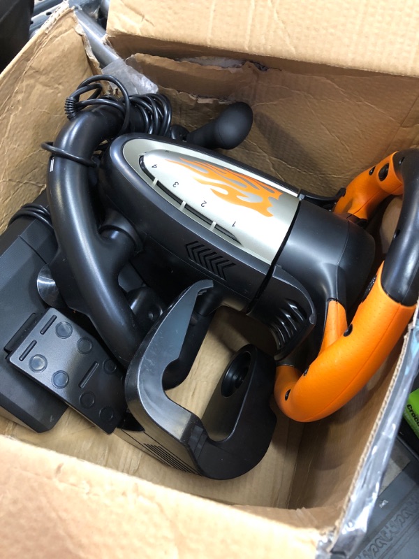 Photo 1 of USED---Game Racing Wheel, PXN-V3II 180° Competition Driving Wheel Volante with Universal USB Port and with Pedal, Suitable for PC, Xbox Series X|S, Xbox One PS3, PS4, Nintendo Switch - Orange