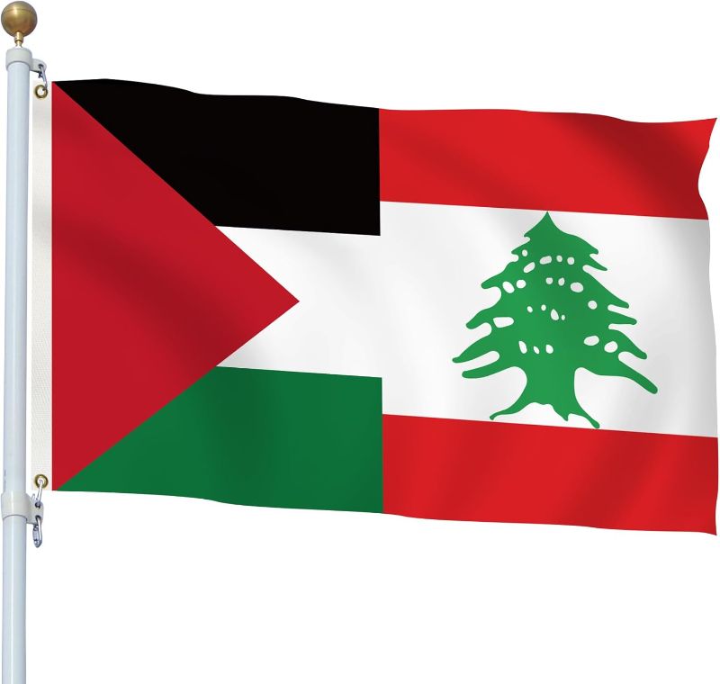 Photo 1 of  8 PACKS  Palestine and Lebanon Friendship Flag Palestine Flag Lebanon Flag 3X5 Ft Outdoor Flag 100D Polyester Durable Oxford Sleeve with 2 Brass Grommets
