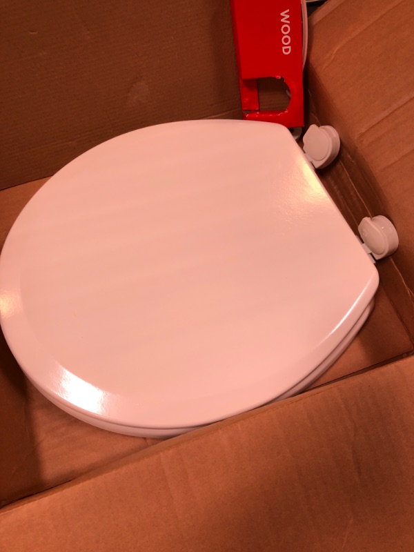 Photo 2 of Clorox Round Wood Toilet Seat with Easy-Off Hinges-Wiggle Free Design ?16.54 x 16.5 x 0.99 inches