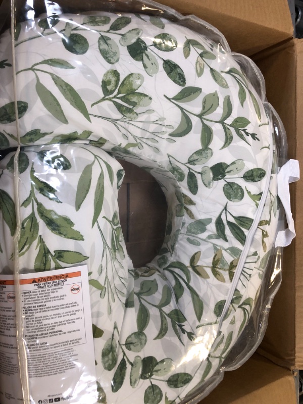 Photo 2 of Boppy Nursing Pillow Original Support, Green Foliage, Ergonomic Nursing Essentials for Bottle and Breastfeeding, Firm Fiber Fill, with Removable Nursing Pillow Cover, Machine Washable