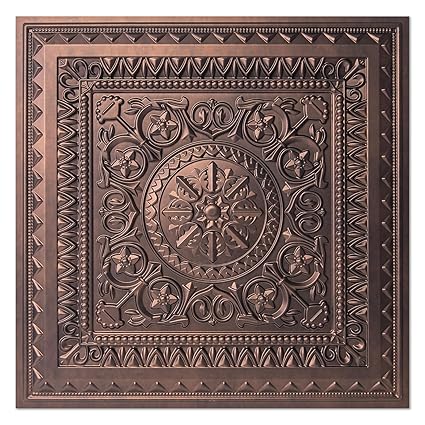 Photo 1 of Art3d Drop Ceiling Tiles, Glue up Ceiling Tiles, 2'x2' Plastic Sheet in Antique Copper (12-Pack, 48 Sq.ft)