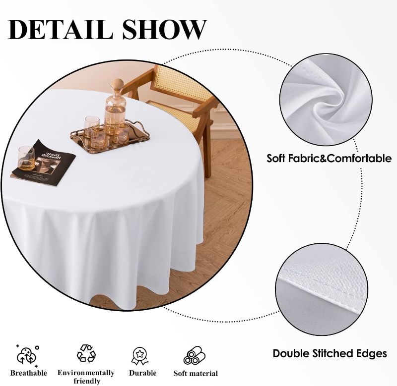 Photo 1 of 1pc--Tablecloth 120 Inch White Tablecloths Round Table
