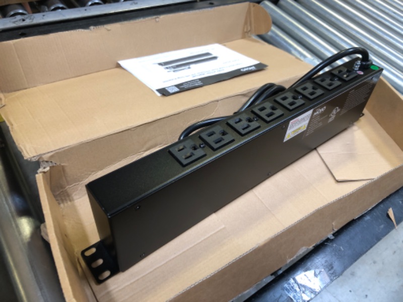 Photo 2 of 1PC--1U Rack-Mount Horizontal 8-Outlet Power Strip UL Listed PDU with Surge Protection 6ft Cord Power Distribution for IT and Network Server Racks 8 Outlets/15A/2 led indications