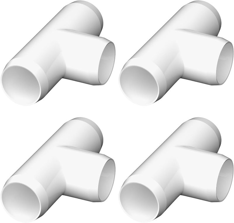 Photo 1 of 1-1/4" PVC Fittings Tee, PVC Elbow 1-1/4 Inch for SCH40 PVC Pipe, UV-Resistant PVC Pipe Fittings for DIY PVC Projects, Furniture-Grade [Pack of 4]
