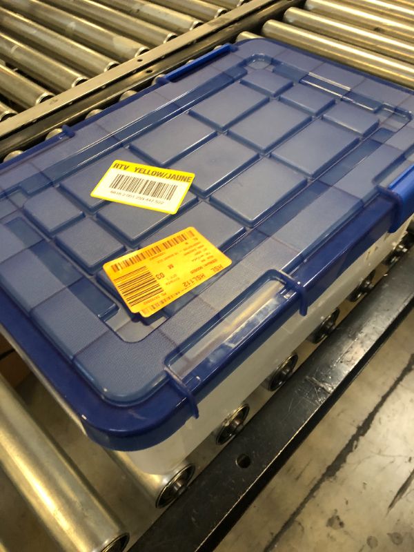 Photo 2 of 44 qt. Clear Plastic Storage Boxes with Lid in Blue
