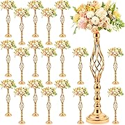 Photo 1 of 20 Pcs Metal Flower Arrangement Stand Wedding Flower Centerpieces Stand Elegant Metal Flower Vase Candelabra Candle Holder for Wedding Reception Table Decor