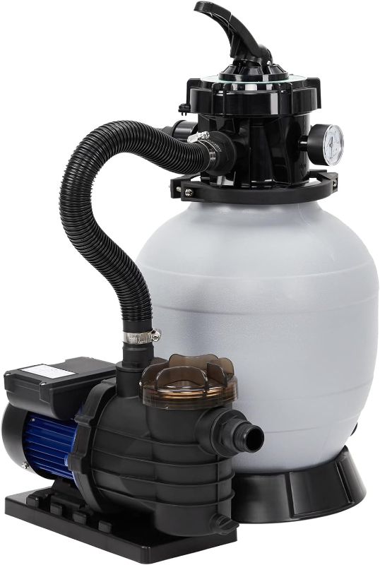Photo 1 of 13" Sand Filter Pump, 3434GPH 3/4HP Pool Sand Filter for Above Ground and Inground Pool Up to 8500 Gallons,with 6-Way Multi-Port Valve & Strainer Basket Easy Installation
