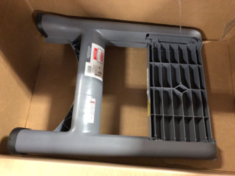 Photo 1 of Rubbermaid Two-Step Folding Foot Stool, 14-Inch High, Gray, 300-Pound Capacity, Small Step Stool for Adults/Kids for Use in Library/Kitchen/Bathroom/Garage/Closet Gray Folding