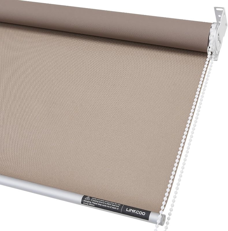 Photo 1 of 100% Blackout Roller Window Shades, Room Darkening Window Blinds with Thermal Insulated Fabric, Corded Roll pull down shades for home and office (Brown - Width 45", Max Drop Height 79") Brown 45"W x 79"H