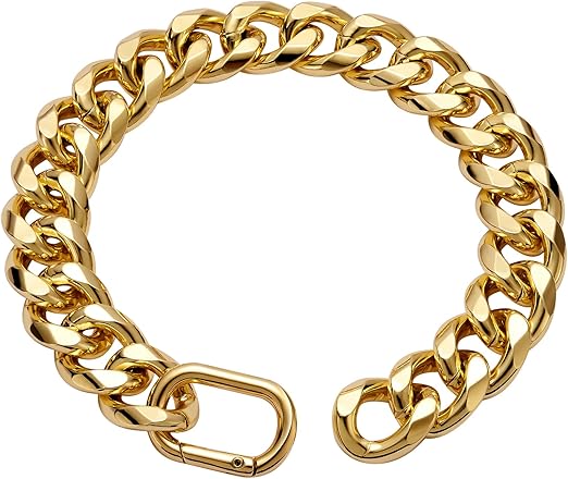 Photo 1 of 19MM Thick Light Metal Strong Metal Cuban Link Dog Collar,Gold Dog Chain Collar for Small Medium Dogs - 16 Inches Gold Dog Necklace Collar