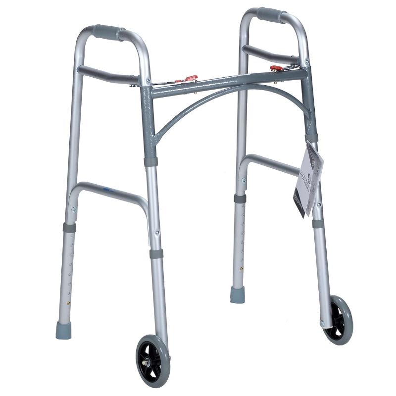 Photo 1 of  Adult Two-Button Folding Walker with Wheels