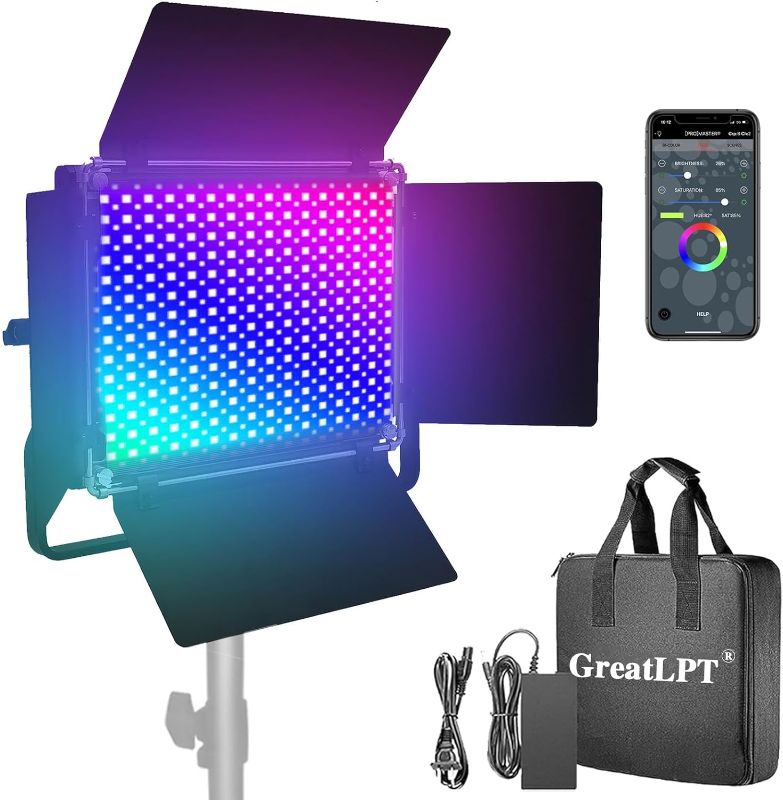 Photo 1 of 50W Professional Photography Lighting Kit with APP Control, 1500 Lux/1m, 360°Full Color, 2500K-8500K Dimmable, 49 Scene Modes, CRI 96+ TLCI>97 CQS 96+ for Studio/Streaming(Not Stand Included)
