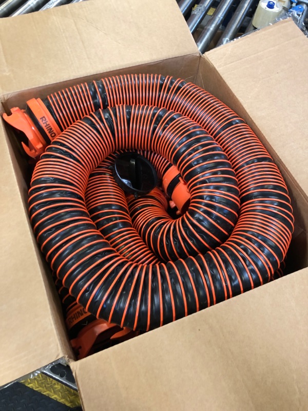 Photo 2 of Camco Rhino Extreme 20-Foot RV Sewer Hose Kit - Crush Resistant TPE Technology - Swivel Fittings for Secure Connection - RV Heavy Duty Sewer Hose for RV Toilet (21012) 20' Sewer Hose Kit Ships In Own Container Hose Kit