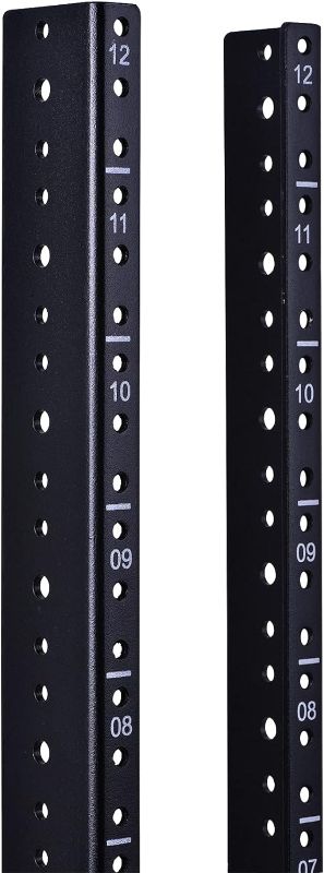 Photo 1 of 12U Vertical Server Rack Rail Pair Kit, DIY Rack Build, 12-24 Screws x48
