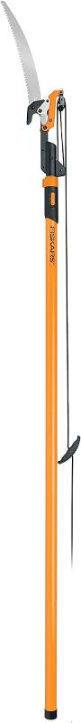 Photo 1 of Fiskars 7.9ft-12ft Power-Lever Extendable Pole Saw and Tree Pruner - Lawn and Garden Tools - Black/Orange
