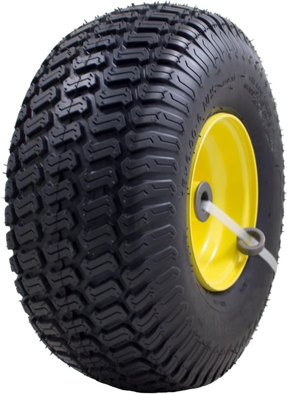 Photo 1 of MARASTAR 21426 15x6.00-6 Tire and Wheel Assembly, Replacement Riding Lawn Mower Front Tire Compatible with 100 and 300 Series John Deere Riding Mowers
