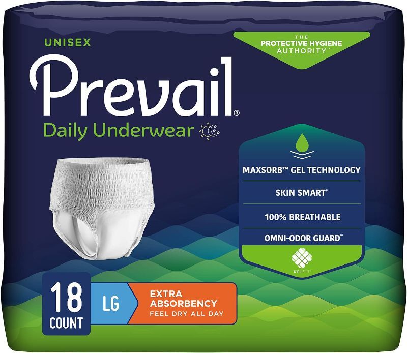 Photo 1 of Prevail Adult Incontinence Underwear for Men & Women, Maximum Absorbency, Large, 18 Count
