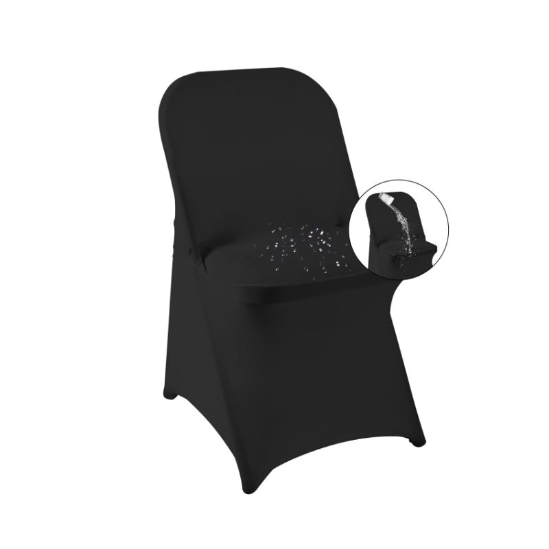 Photo 1 of 2 Pack Black Spandex Folding Waterproof Chair Cover, Stretch Chair Cover Protector for Wedding, Party, Dining Banquet and Other Special Events Black