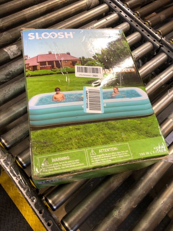 Photo 2 of Sloosh Inflatable Pool with Seats, 125" x 68" x 22" Full-Sized Inflatable Swimming Pool, Durable Thickened above Ground Swimming Pool, Blow Up Family Pool Summer Water Party Backyard Garden Lawn