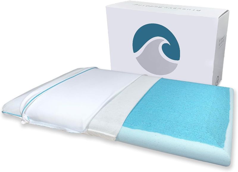 Photo 1 of Bluewave Bedding Hyper Slim CarbonBlue Max Cool Gel Memory Foam Pillow for Stomach and Back Sleepers - Thin, Flat Design with Advanced Cooling (2.25-Inch Height, Standard Size)
