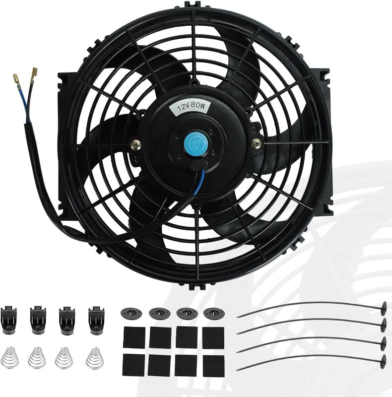 Photo 1 of 10" inch Slim Fan Push Pull Electric Radiator Cooling Fans 12V Mount Kit Unversal Black
