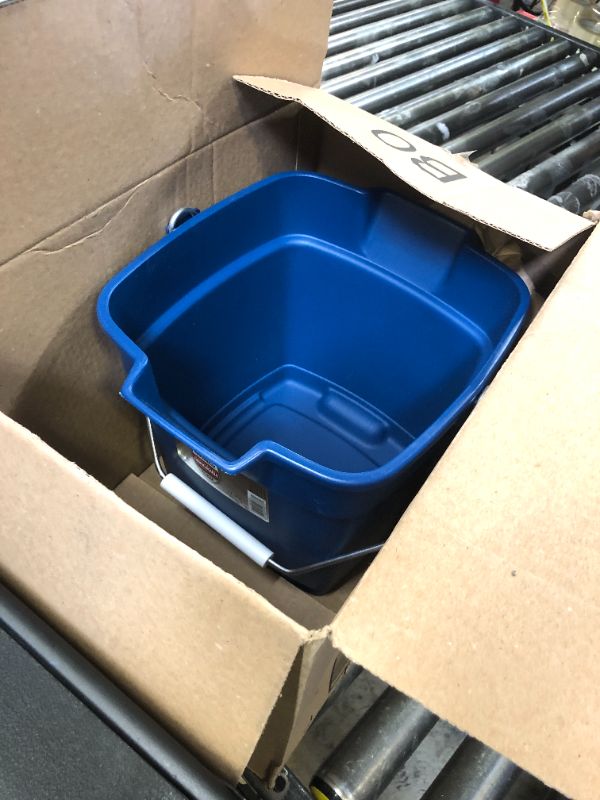 Photo 2 of Rubbermaid Roughneck Square Bucket, 15-Quart, Blue, Sturdy Pail Bucket Organizer Household Cleaning Supplies Projects Mopping Storage Comfortable Durable Grip Pour Handle Square 15 QT. Royal Blue