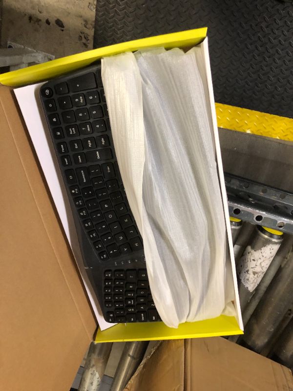 Photo 1 of DeLUX Wireless Ergonomic Keyboard with Cushioned Palm Rest Against Carpal Tunnel, Ergo Split, Multi-Device Connection, Compatible with Windows, Mac OS (GM901D-Black)