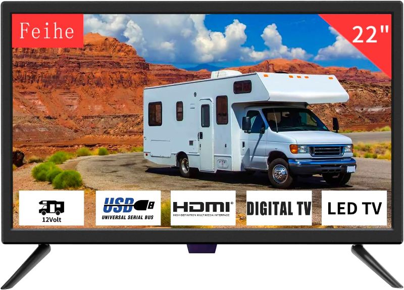 Photo 1 of Feihe 22 Inch TV, 1080p LED Widescreen HDTV with Digital ATSC Tuners, Flat Screen TV with HDMI/VGA/RCA/USB for Kitchen, RV, Bedroom, Caravan(NO DVD Player)
