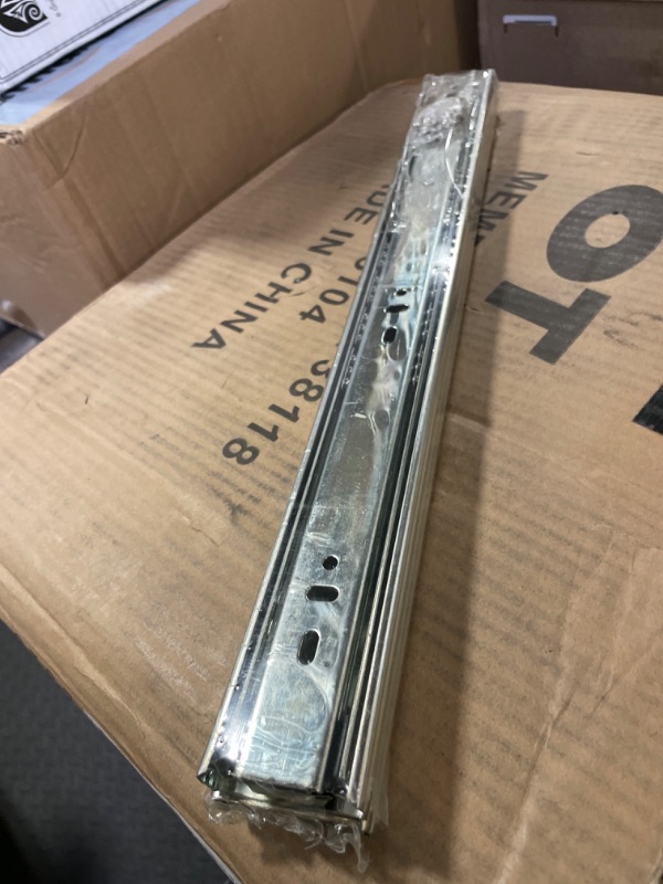Photo 1 of 16 Inch Hardware 3-Section Full Extension Ball Bearing Side Mount Drawer Slides,100 LB Capacity Drawer Slide 16 Inch Zinc Plated