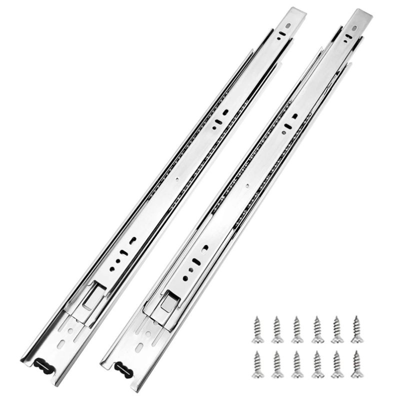 Photo 1 of 16 Inch Hardware 3-Section Full Extension Ball Bearing Side Mount Drawer Slides,100 LB Capacity Drawer Slide 16 Inch Zinc Plated