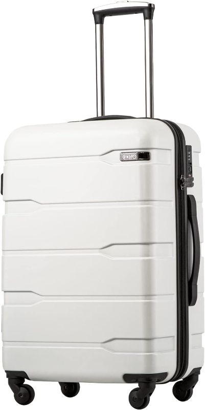 Photo 1 of Coolife Luggage Expandable(only 24") Suitcase PC+ABS Spinner Built-In TSA lock  24in Carry on (white)
