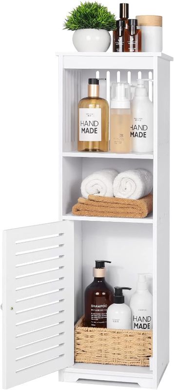 Photo 1 of CITLOW Small Bathroom Storage Cabinet, White Floor Standing Storage Cabinet Home Storage Furniture Shelf,Suitable for Toilet Bedroom Kitchen Living Room (W/PJ)
