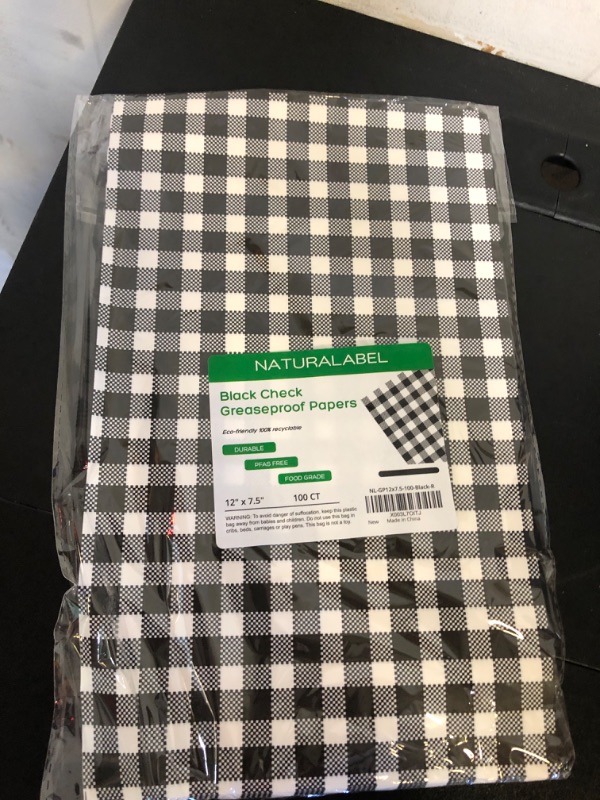 Photo 2 of 100 Pcs Wax Paper, 12" x 7.5" Black and White Checkered Greaseproof Paper,Wax Paper Sheets for Food,Rave Party BBQ Picnic Party Deli Paper