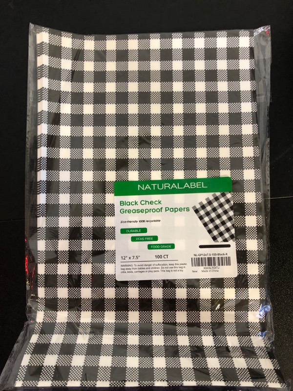 Photo 2 of 100 Pcs Wax Paper, 12" x 7.5" Black and White Checkered Greaseproof Paper,Wax Paper Sheets for Food,Rave Party BBQ Picnic Party Deli Paper