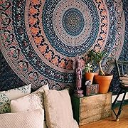 Photo 1 of Bless International Indian-hippie-gypsy Bohemian-psychedelic Cotton-mandala Wall-hanging-tapestry-multi-color Large-mandala Hippie-tapestry