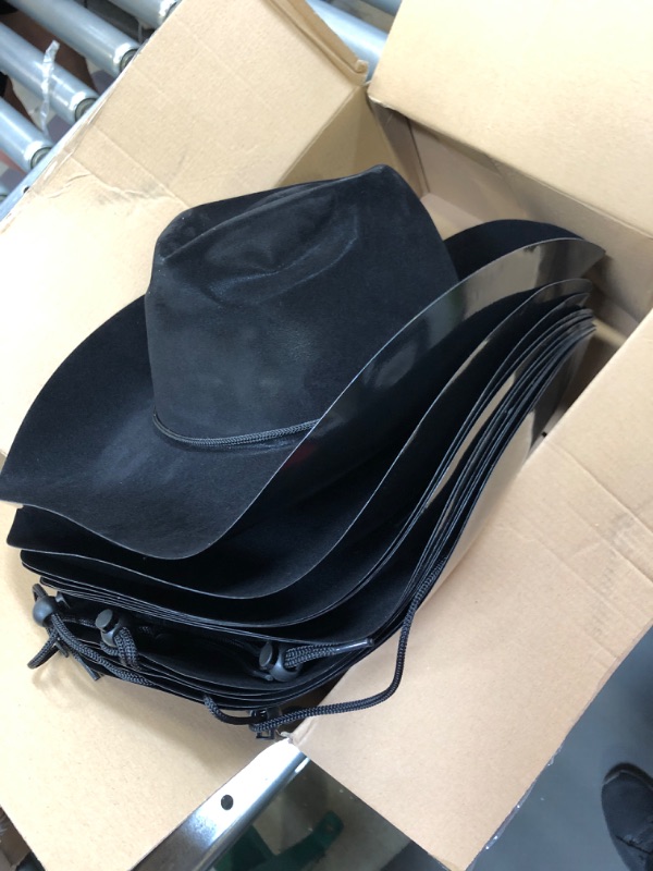 Photo 1 of 12 PCK PLASTIC BLACK COWBOY HATS