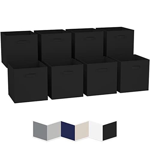 Photo 1 of 13x13 Large Storage Cubes (Set of 8). Fabric Storage Bins with Dual Handles | Cube Storage Bins for Home and Office | Foldable Cube Baskets for Shelf
