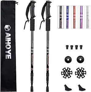 Photo 1 of Aihoye Hiking Trekking Poles, 2 Pack Collapsible,Lightweight, Anti Shock, Hiking or Walking Sticks,Adjustable Hiking Pole for Men and Women
