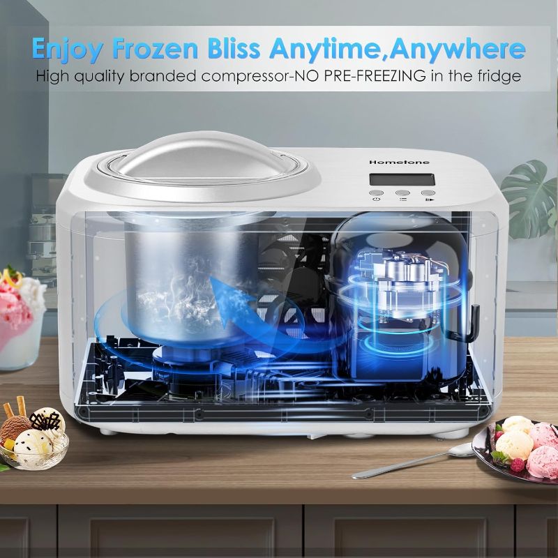 Photo 1 of  ce Cream Maker Machine AutomaticIce Cream Maker  PORTABLE No pre-Freezing Automatic Ice Cream Machine with Built-in Compressor and LCD Timer for Making Ice Cream,Gelato,Frozen Yogurt  