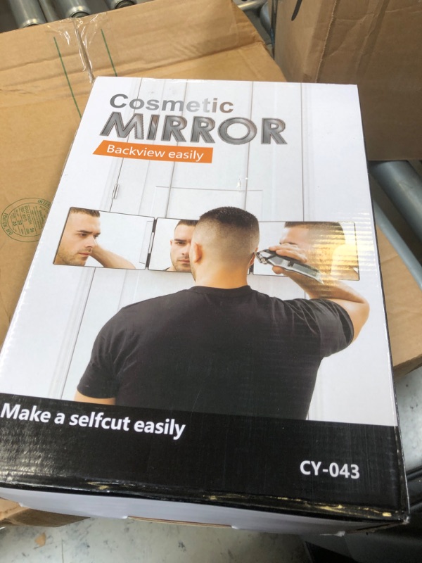 Photo 2 of 3 Way Mirror for Hair Cutting with 10X Magnification Mirror, 360 Trifold Mirror for Makeup to See Back of Head (White) White With 10x