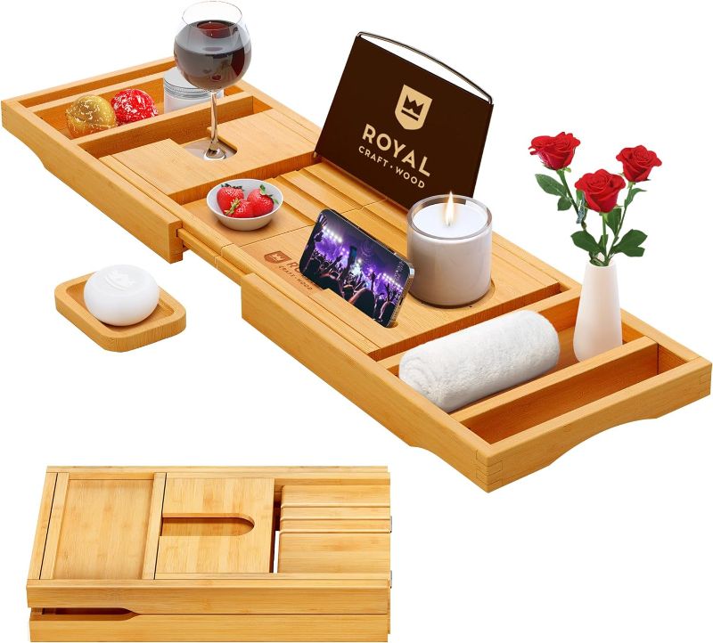 Photo 1 of 







ROYAL CRAFT WOOD Premium Foldable Bathtub Tray - Expandable Bath Tray for Tub - Unique House Warming Bath Tub Tray Wood - Luxury Bathtub & Bathroom Accessories for New Home, Relaxing Spa, Women
 
