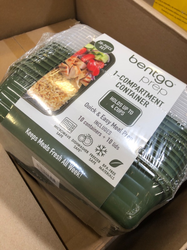 Photo 1 of Bentgo® 20-Piece Lightweight, Durable, Reusable BPA-Free 1-Compartment Containers - Microwave, Freezer, Dishwasher Safe - Khaki Green