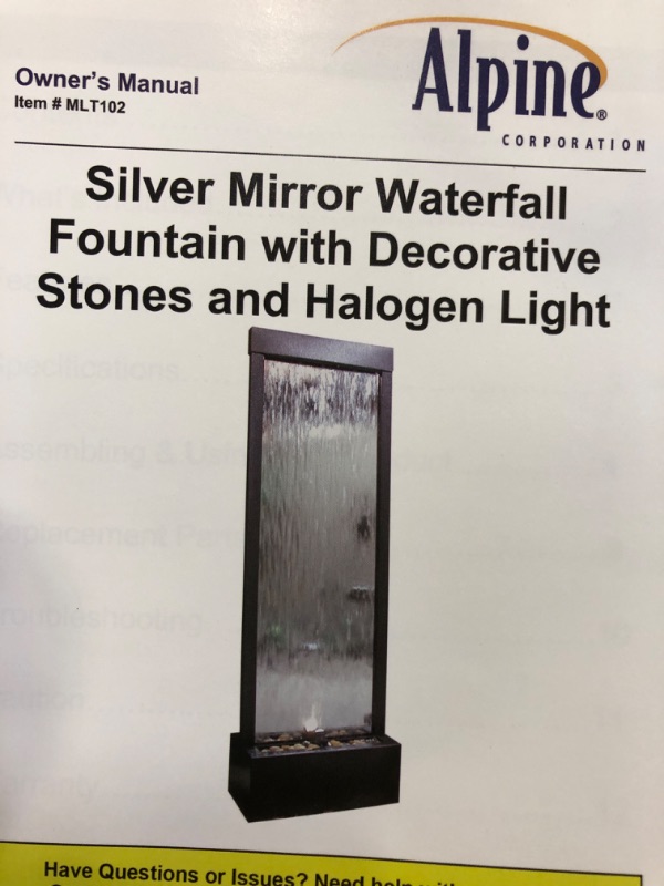 Photo 5 of BASE ONLY ---- Silver Mirror Waterfall Fountain with Decorative Stones and Halogen Light BOX 2 OF 2 