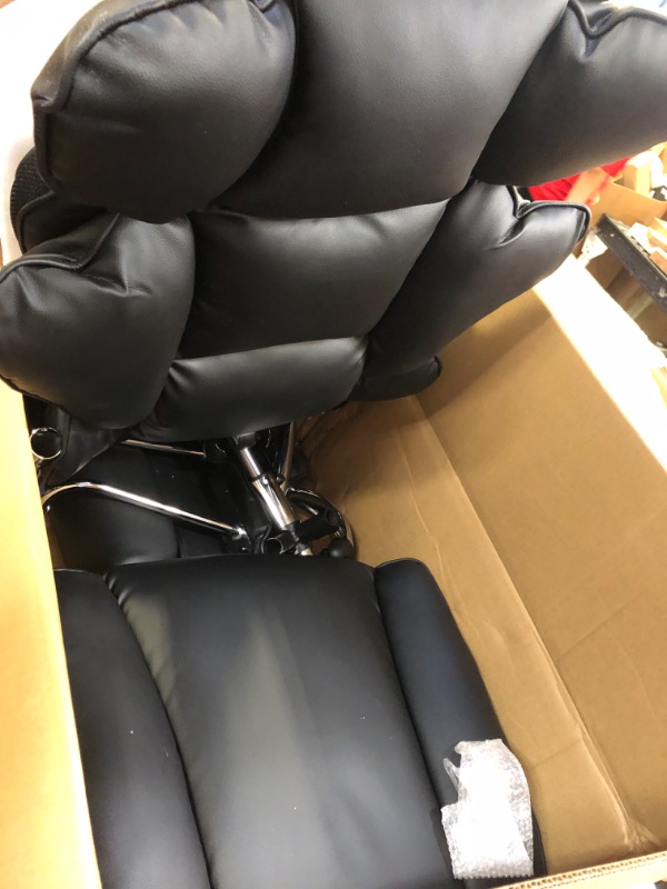 Photo 1 of Office Desk Chair, Big and Tall Executive Office Chair with Footrest, Leather Computer Chair, Ergonomic Reclining Chair High Back with Lumbar Support, Large Home Office Chair (Black)