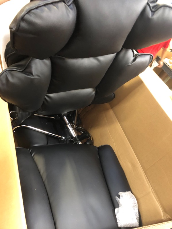 Photo 1 of Office Desk Chair, Big and Tall Executive Office Chair with Footrest, Leather Computer Chair, Ergonomic Reclining Chair High Back with Lumbar Support, Large Home Office Chair (Black)