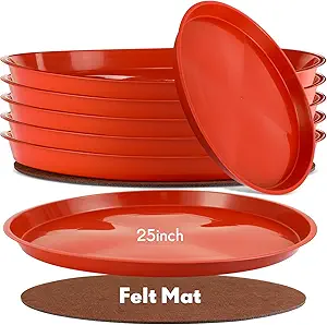 Photo 1 of 12 Pcs 16 18 25 Inch Extra Large Planter Saucer Plastic Plant Drip Trays Round Pot Flower Water Trays for Indoors Outdoors with Felt Mat Coasters for Floor Protection(Terracotta, 25 Inch)
