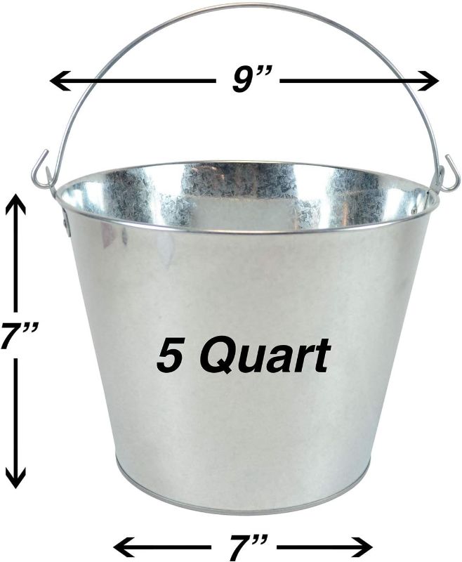 Photo 1 of 5-Quart Galvanized Pail Beer Bucket 9x9x7 inches (Pack of 2)
