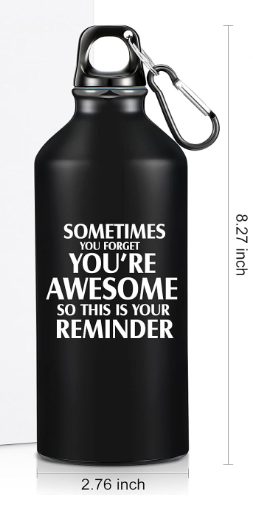 Photo 1 of  Thank You Gifts 20oz Aluminum Water Bottles Reusable Leak Proof Twist Lid Buckle Sports Water Bottle Appreciation Gift for Employee Coworkers Teacher (Black)